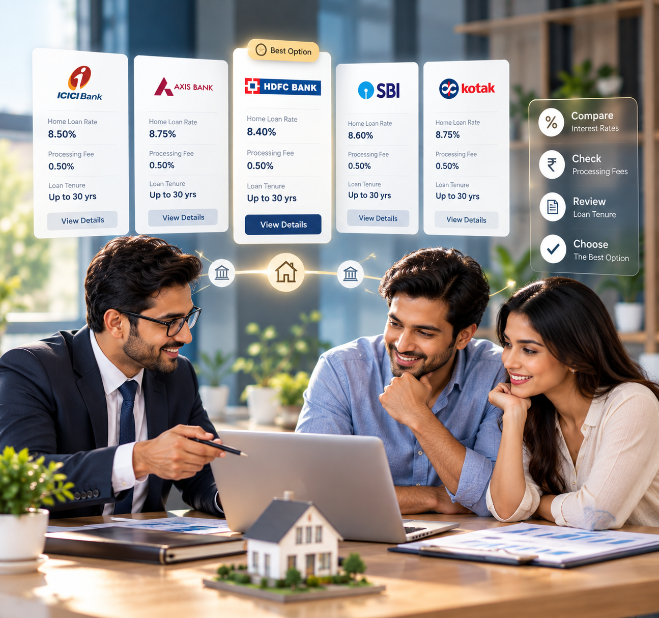 Comparing home loan offers from different lenders on a tablet